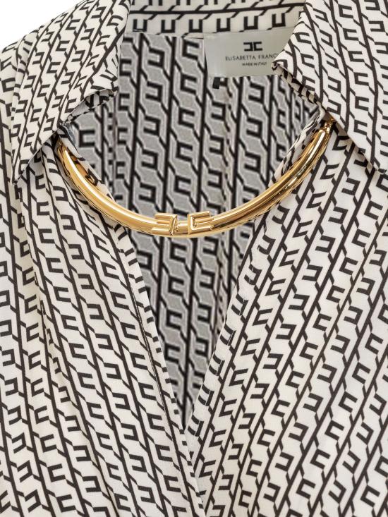 25FW 엘리자베타프랜치 미디 원피스 ABS0356E2 EF1 MILK NERO - ELISABETTA FRANCHI