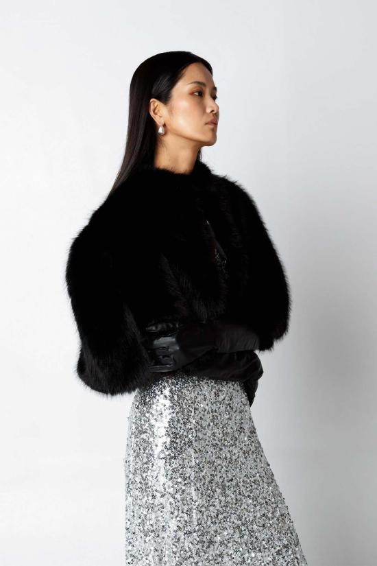  더 엔케이씨 스토어 머플러/스카프 NKC 스토어 에비타 블랙 퍼 스톨 - The NKC Store