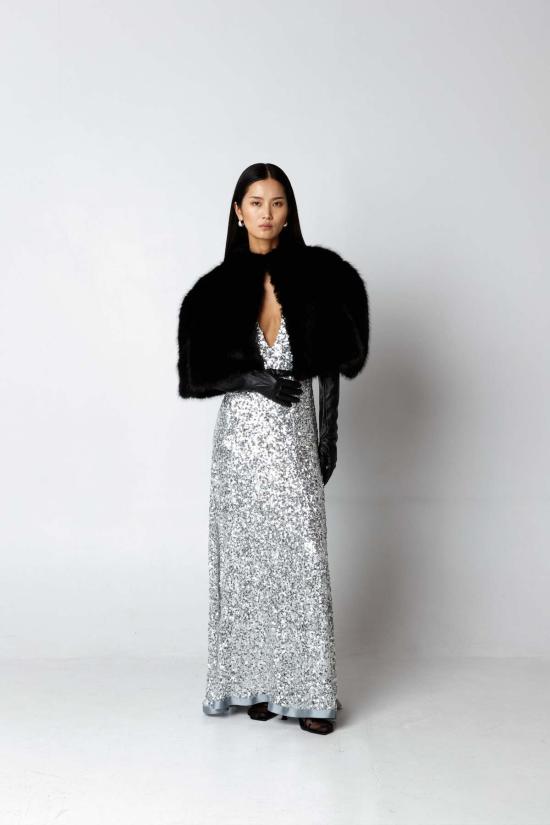  더 엔케이씨 스토어 머플러/스카프 NKC 스토어 에비타 블랙 퍼 스톨 - The NKC Store