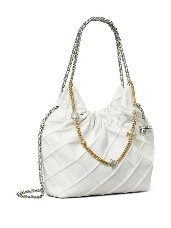26SS 토리버치 미니 플레밍 디스트레스드 토트 백 164022100 White - TORY BURCH