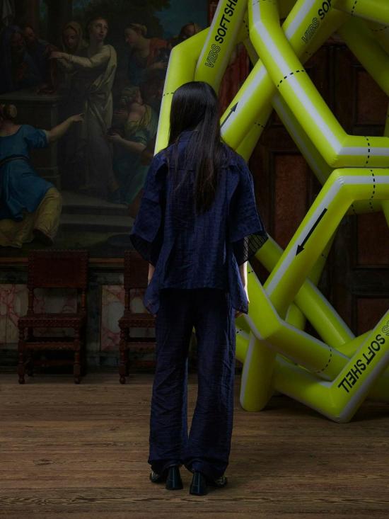  헨릭 빕스코브 긴팔 티셔츠 Henrik Vibskov 스퀘어 셔츠 네이비 - HENRIK VIBSKOV