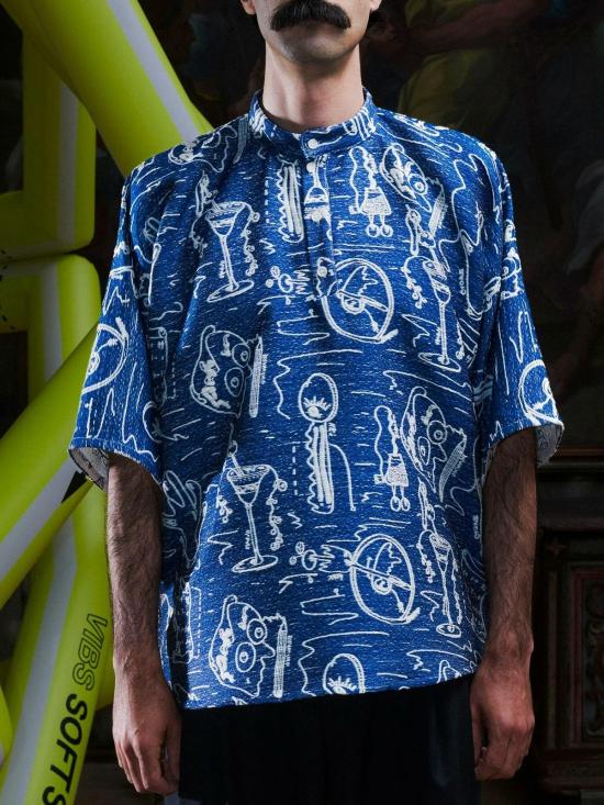  헨릭 빕스코브 폴로 티셔츠 Henrik Vibskov 다트 폴로 Henrik Doodle 폴로 셔츠 - HENRIK VIBSKOV