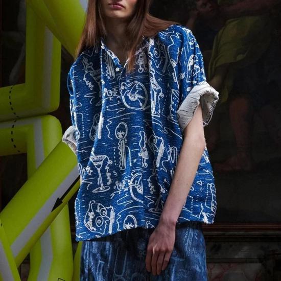  헨릭 빕스코브 폴로 티셔츠 Henrik Vibskov 다트 폴로 Henrik Doodle 폴로 셔츠 - HENRIK VIBSKOV