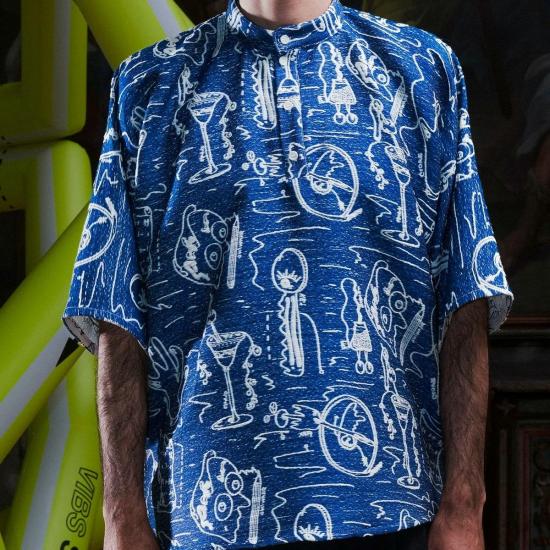  헨릭 빕스코브 폴로 티셔츠 Henrik Vibskov 다트 폴로 Henrik Doodle 폴로 셔츠