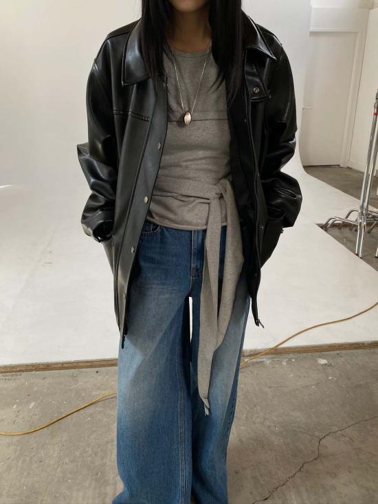  더 엔케이씨 스토어 가죽 자켓 Nkc 스토어 브리오나 비건 가죽 재킷 - The NKC Store