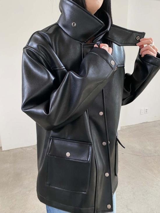  더 엔케이씨 스토어 가죽 자켓 Nkc 스토어 브리오나 비건 가죽 재킷 - The NKC Store