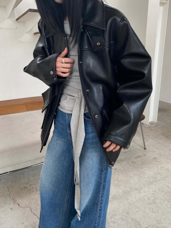  더 엔케이씨 스토어 가죽 자켓 Nkc 스토어 브리오나 비건 가죽 재킷 - The NKC Store