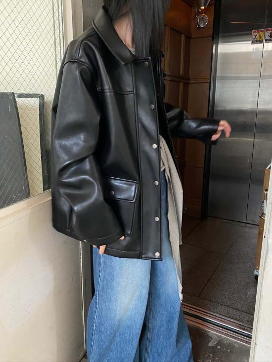  더 엔케이씨 스토어 가죽 자켓 Nkc 스토어 브리오나 비건 가죽 재킷 - The NKC Store