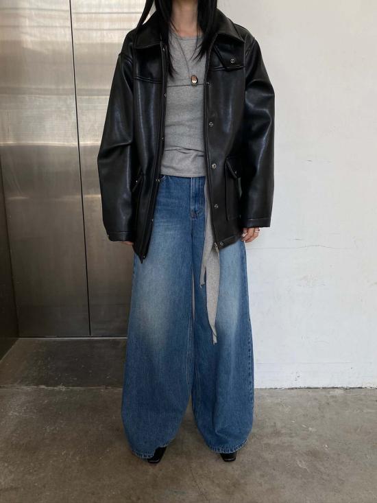  더 엔케이씨 스토어 가죽 자켓 Nkc 스토어 브리오나 비건 가죽 재킷 - The NKC Store