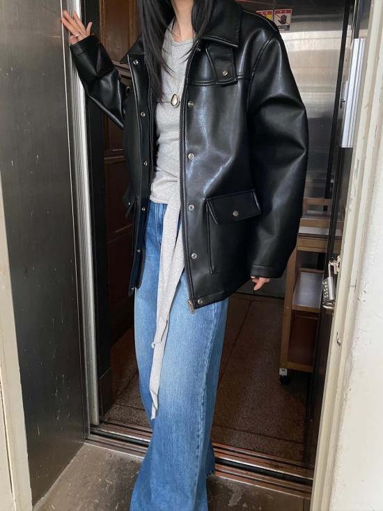  더 엔케이씨 스토어 가죽 자켓 Nkc 스토어 브리오나 비건 가죽 재킷 - The NKC Store