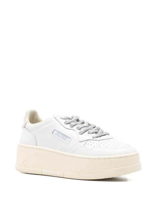 26SS 오트리 메달리스트 플랫폼 레더 스니커즈 PTLW SW 02 BIANCO E ARGENTO - AUTRY