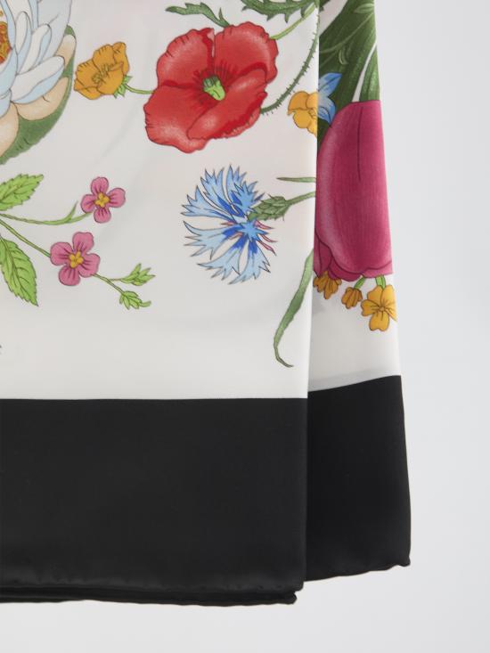 26SS 구찌 프린티드 플로라 실크 트윌 까레 821061 WHITE - GUCCI