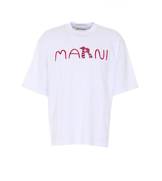 26SS 마르니 반팔 티셔츠 HUMU0223S2 USCY86LOW01 White