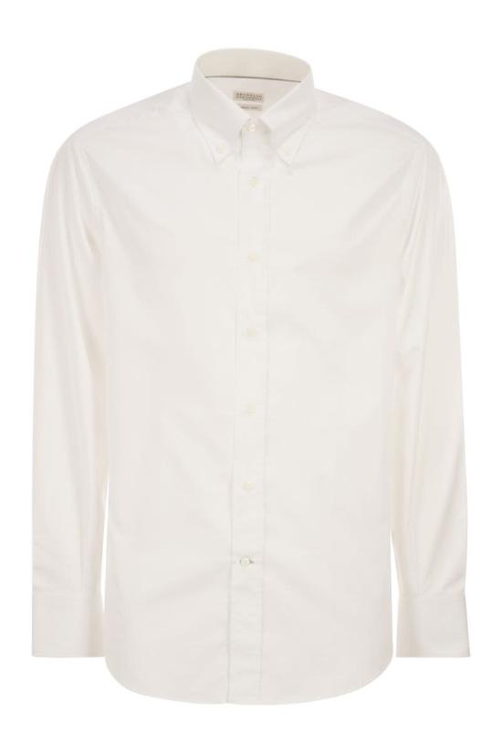 26SS 브루넬로 쿠치넬리 버튼다운 칼라 셔츠 MBUC40038 C159 WHITE