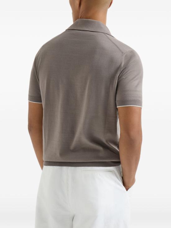 26SS 브루넬로 쿠치넬리 로고 경량 코튼 니트 폴로 셔츠 M29800195CLL90 MARRONE CHIARO - BRUNELLO CUCINELLI