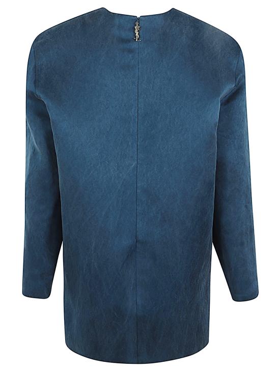25FW 생로랑 미디 원피스 848977Y5J304582 BLUE - SAINT LAURENT
