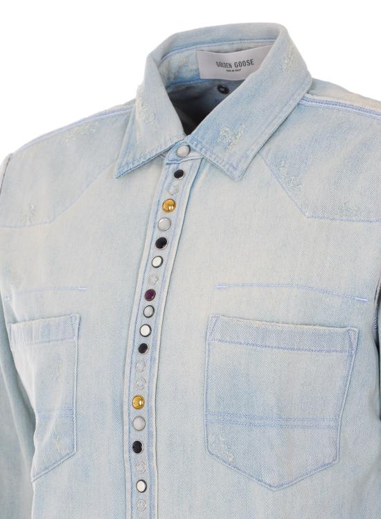 26SS 골든구스 해머드 스터드 데님 데님 셔츠 GMP00487 P00063650100 Blue - GOLDEN GOOSE
