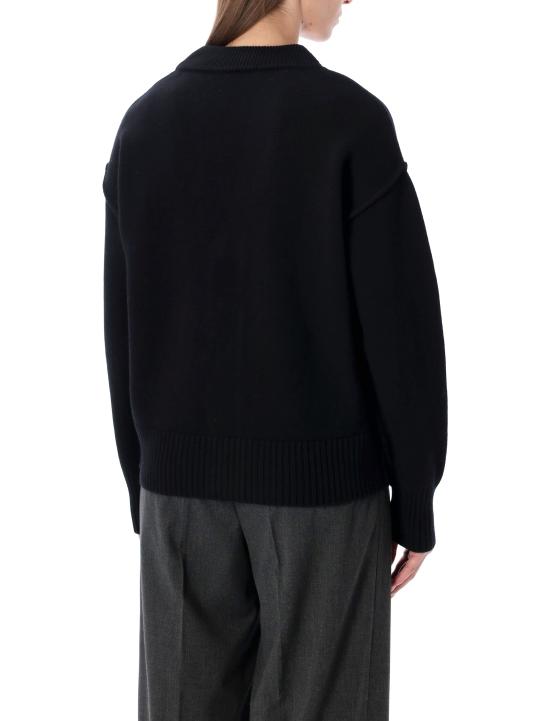 26FW 아미 하트 로고 인타르시아 V넥 가디건 UKC367018 009 Nero - AMI