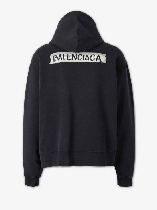 26SS 발렌시아가 후드 티셔츠 850338TTVL7 1041FADED WASHED BLACK Black - BALENCIAGA