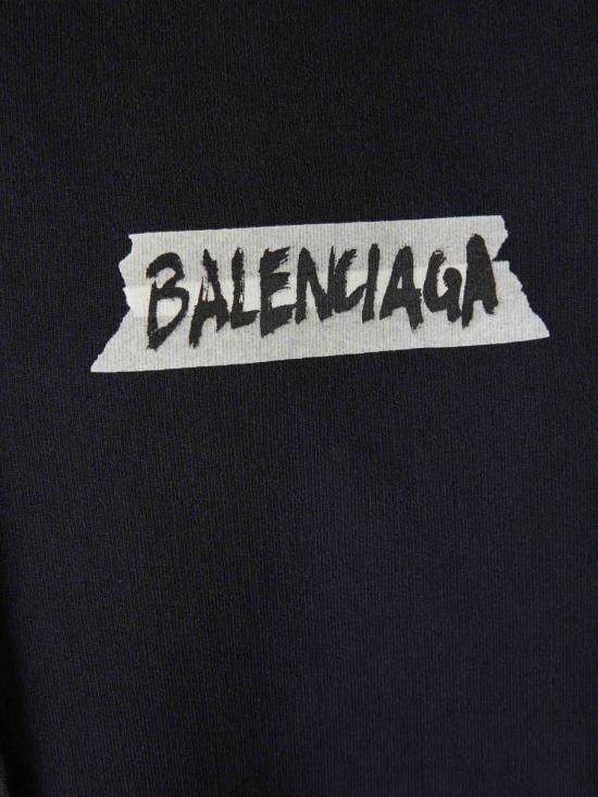 26SS 발렌시아가 후드 티셔츠 850338TTVL7 1041FADED WASHED BLACK Black - BALENCIAGA
