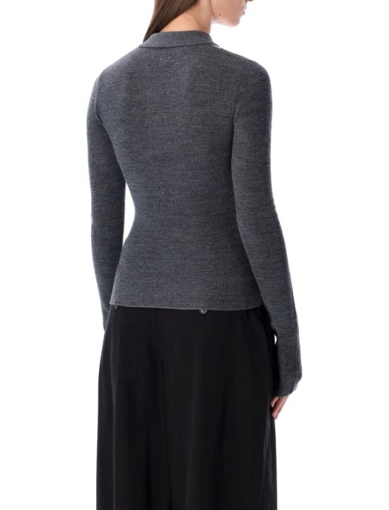 25FW 가니 아가일 니트 폴로 가디건 K26012692 Grey - GANNI