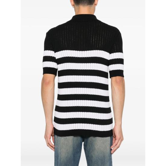 26SS 발망 폴로 티셔츠 GH1GB051 KJ54 EAB BLACK WHITE - BALMAIN