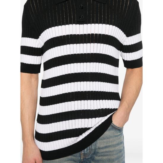 26SS 발망 폴로 티셔츠 GH1GB051 KJ54 EAB BLACK WHITE - BALMAIN