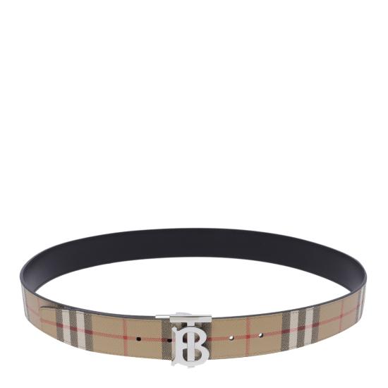 26SS 버버리 리버시블 체크 TB 가죽 벨트 8069853 A7026 Beige