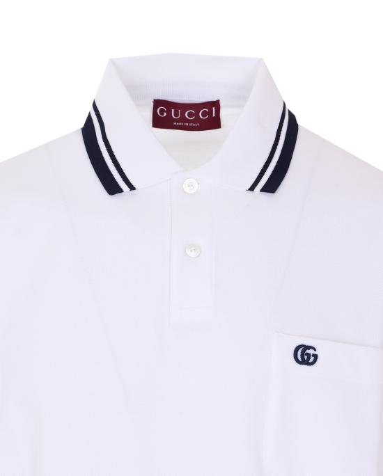 26SS 구찌 자수 스트레치 코튼 폴로 셔츠 795174 XJHHM9000 White - GUCCI