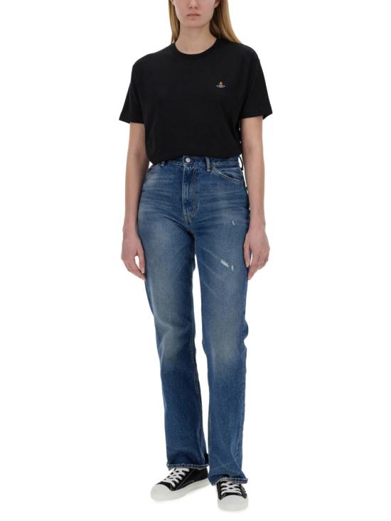 26SS 비비안웨스트우드 클래식 ORB 로고 티셔츠 3G010013J001M N401 BLACK - VIVIENNE WESTWOOD