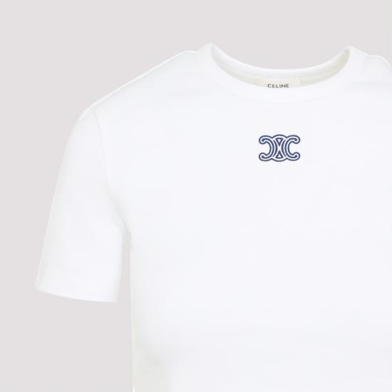 26SS 셀린느 리브드 코튼 저지 트리오프 반팔 티셔츠 RX0IX1407 01MA WHITE - CELINE