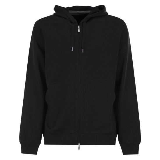 26SS 브루넬로 쿠치넬리 코튼 후드 집업 MW8639069G BLACK