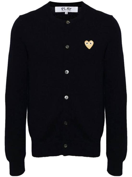 25FW 꼼데가르송 플레이 골드 하트 니트 가디건 AXN0490512 NAVY DOM