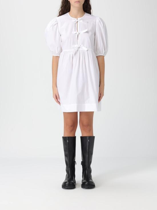 26SS 가니 코튼 포플린 타이 스트링 미니 드레스 F9170 151 White