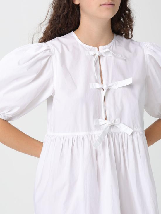 26SS 가니 코튼 포플린 타이 스트링 미니 드레스 F9170 151 White - GANNI