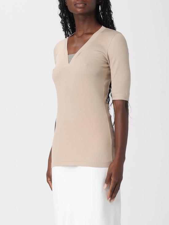 26SS 브루넬로 쿠치넬리 코튼 브이넥 티셔츠 M0TC8EL692 C8539 Beige - BRUNELLO CUCINELLI