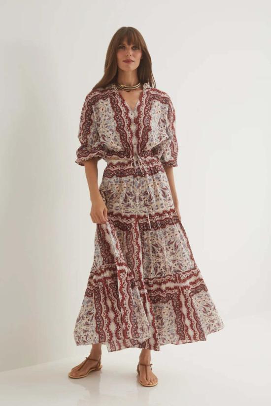  카라 카라 롱 원피스 카라카라 멜라니  페이즐리 스카프 아이보리