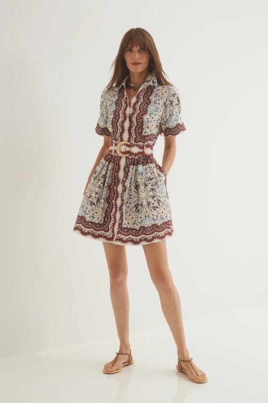  카라 카라 숏 원피스 Cara Cara 말레나 미니 드레스 페이즐리 스카프 아이보리