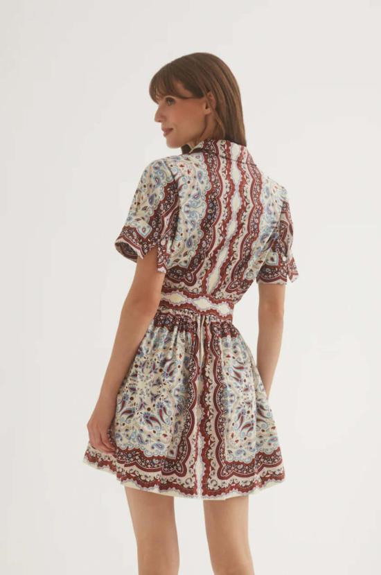  카라 카라 숏 원피스 Cara Cara 말레나 미니 드레스 페이즐리 스카프 아이보리 - CARA CARA