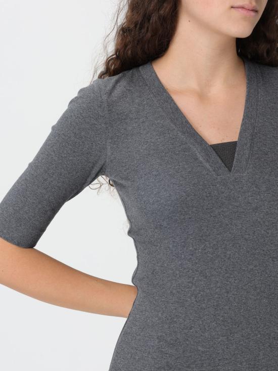 26SS 브루넬로 쿠치넬리 코튼 브이넥 티셔츠 M0TC8EL692 CV563 Grey - BRUNELLO CUCINELLI