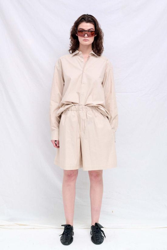  베이스레인지 셔츠 브라운 스트라이프 클로드 셔츠 - BASERANGE