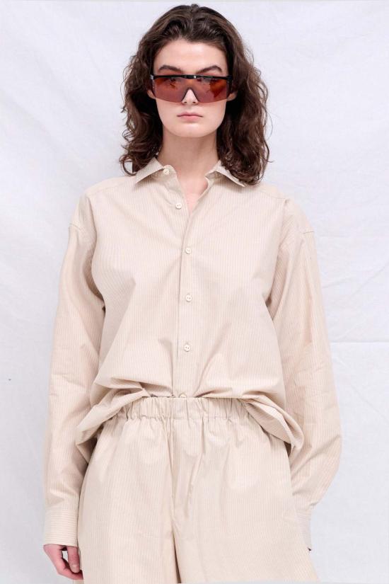  베이스레인지 셔츠 브라운 스트라이프 클로드 셔츠