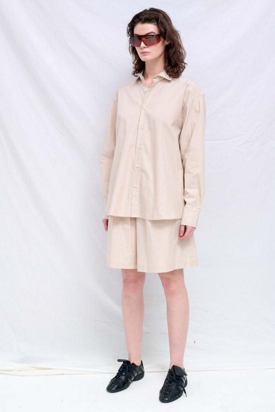  베이스레인지 셔츠 브라운 스트라이프 클로드 셔츠 - BASERANGE