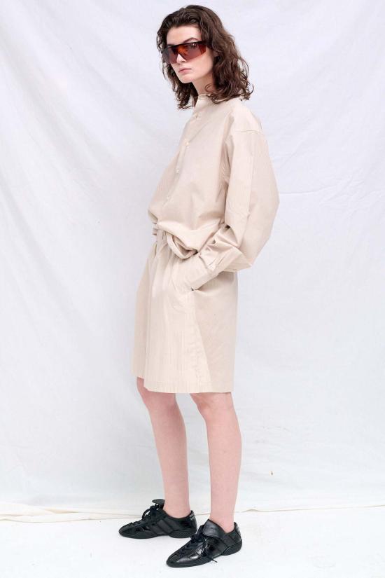  베이스레인지 숏팬츠 클로드 반바지 브라운 스트라이프