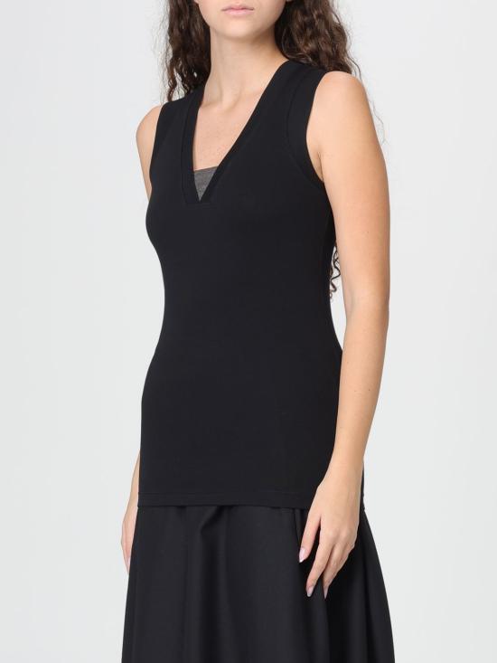 26SS 브루넬로 쿠치넬리 민소매 티셔츠 M0TC8EL672 C101 Black - BRUNELLO CUCINELLI