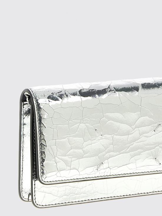 25FW 마르지엘라 체인 메탈릭 피니쉬 레더 지갑 SA3UI0018P5016 H7730 Silver - MAISON MARGIELA