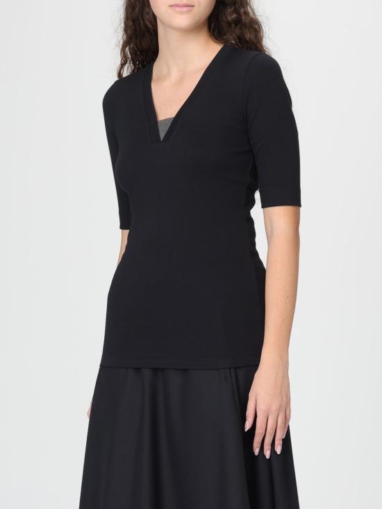 26SS 브루넬로 쿠치넬리 코튼 브이넥 티셔츠 M0TC8EL692 C101 Black - BRUNELLO CUCINELLI