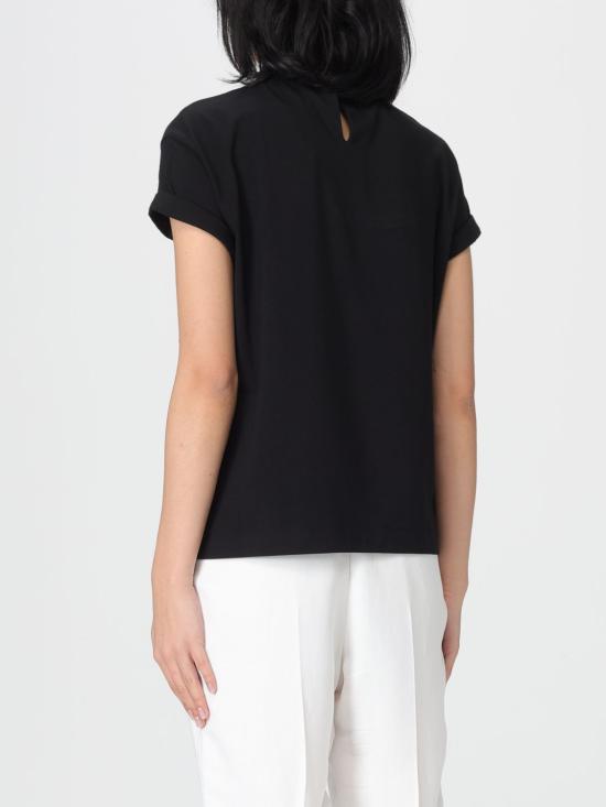 26SS 브루넬로 쿠치넬리 콘트라스트 트림 코튼 티셔츠 M0T18BD200 C101 Black - BRUNELLO CUCINELLI