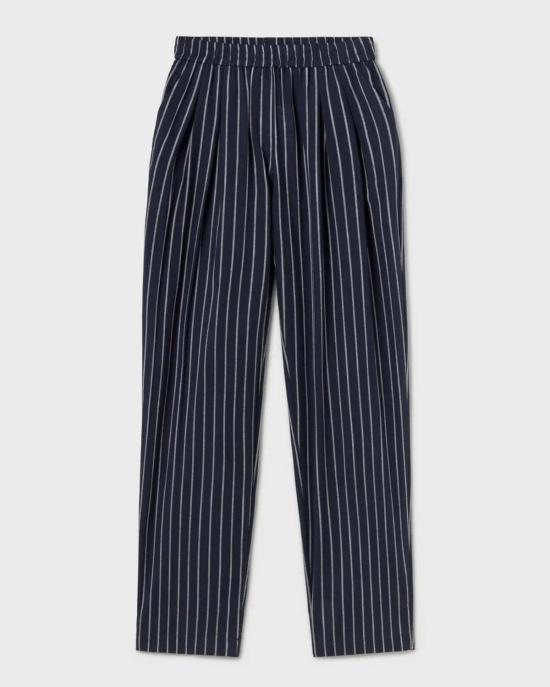  실크 런드리 팔라초 팬츠 실크 세탁 슬라우치  에그렛 스트라이프