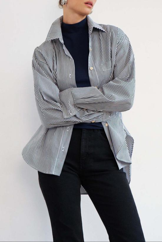  제이미 할러 긴팔 셔츠 더 위켄드 셔츠 스트라이프 - JAMIE HALLER